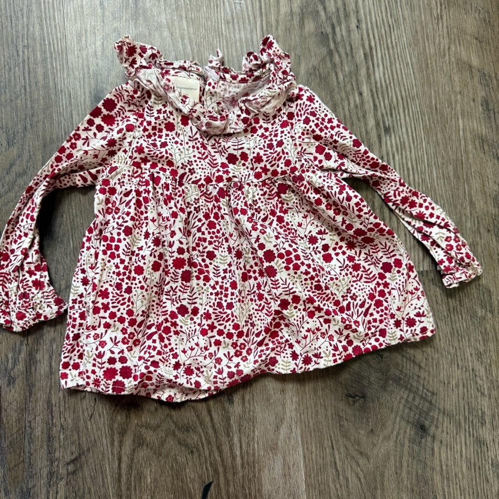 First Impressions Red and White Floral Blouse